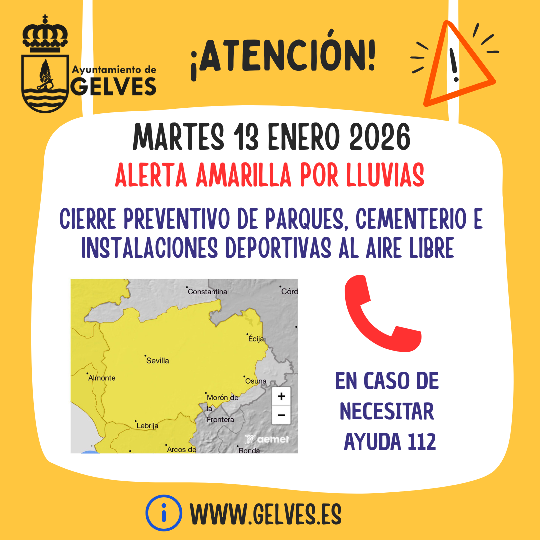 AVISO ALERTA AMARILLA LLUVIAS 13 ENERO 26