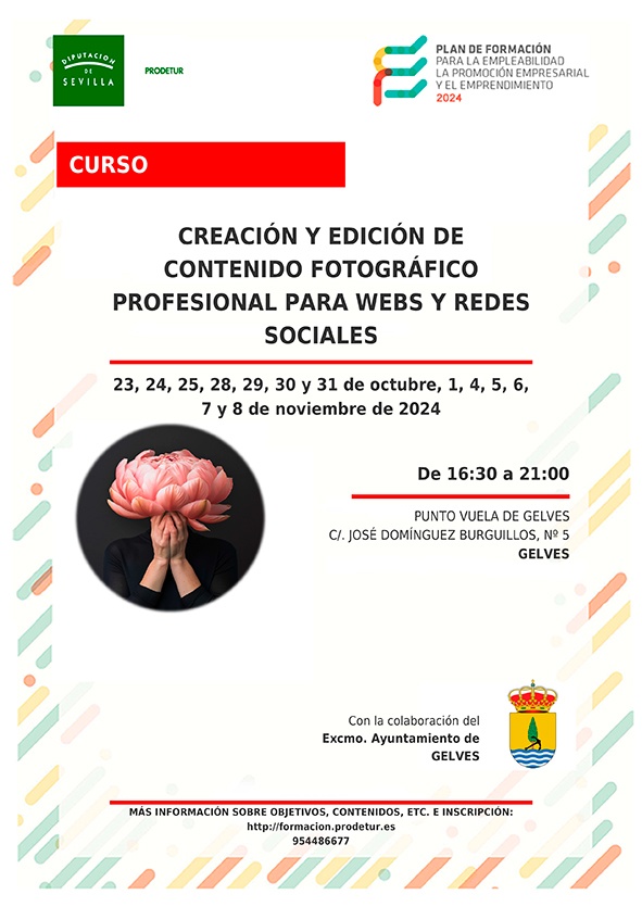 Cartel FORMACION PRODETUR Gelves fotografia y redes