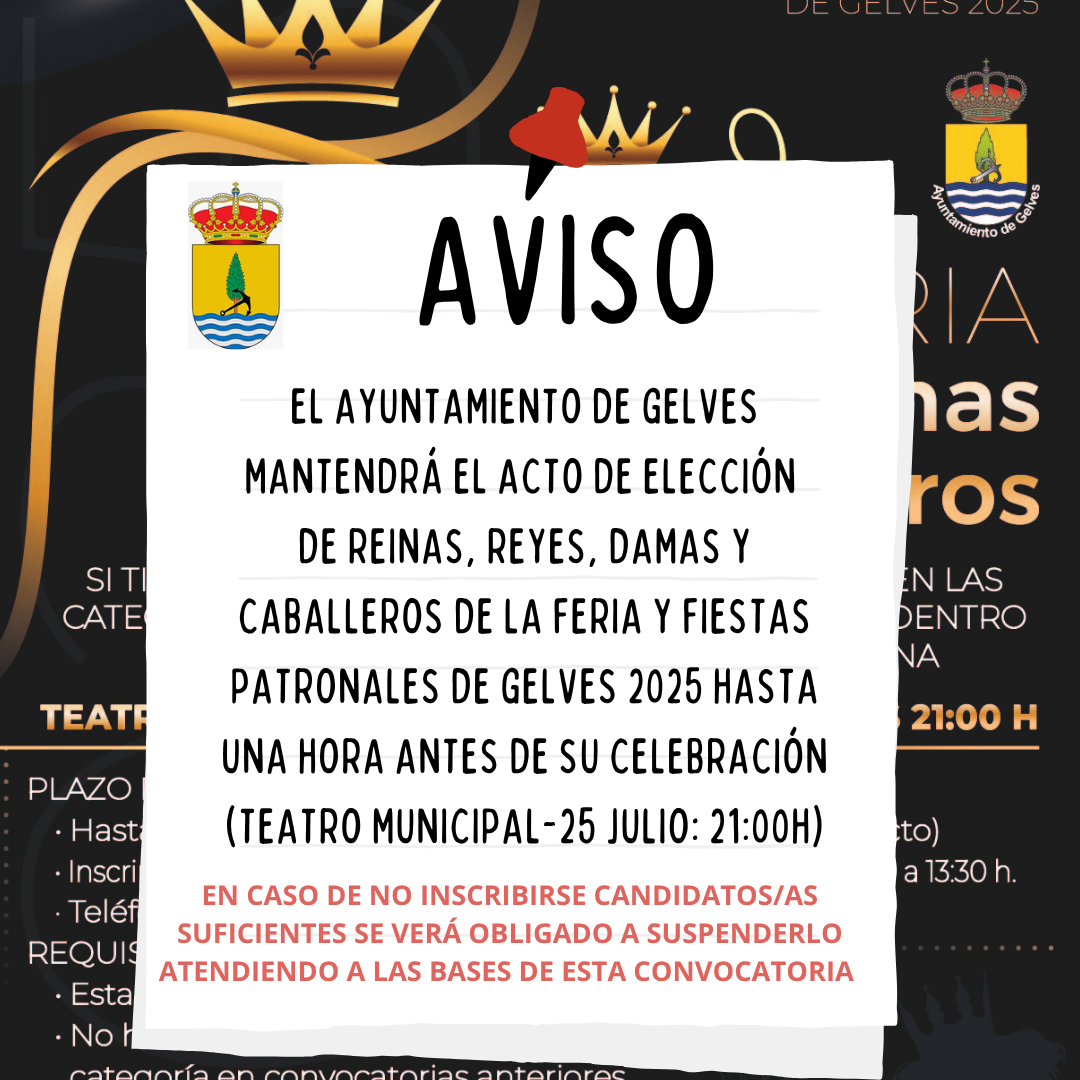 cartel aviso ACTO ELECCION REINAS